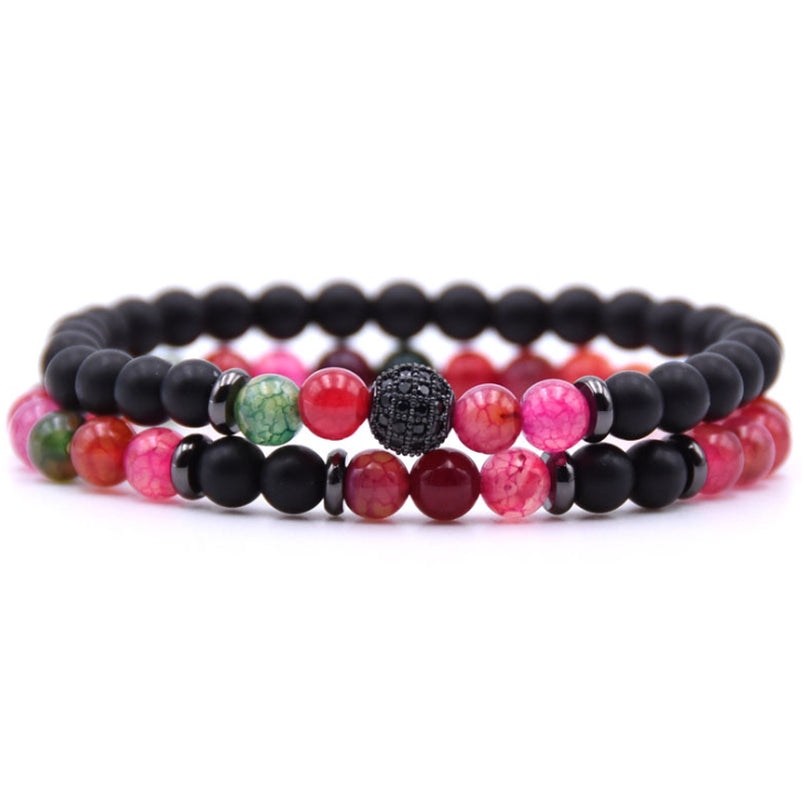 Micro-Inlaid Zircon Nracelet 6Mm Natural Stone Beaded Bracelet