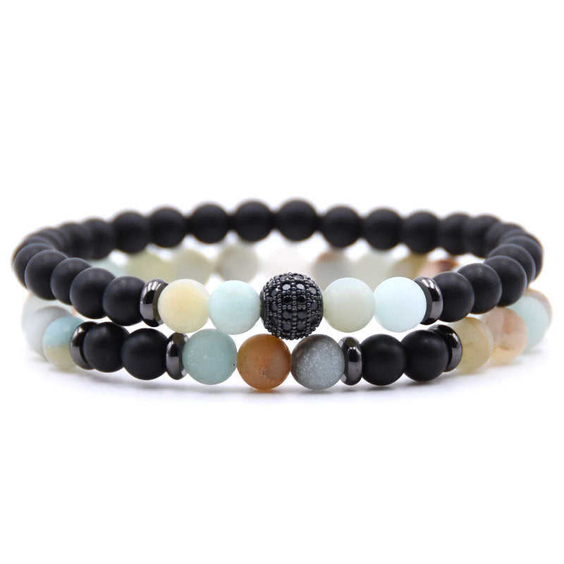 Micro-Inlaid Zircon Nracelet 6Mm Natural Stone Beaded Bracelet