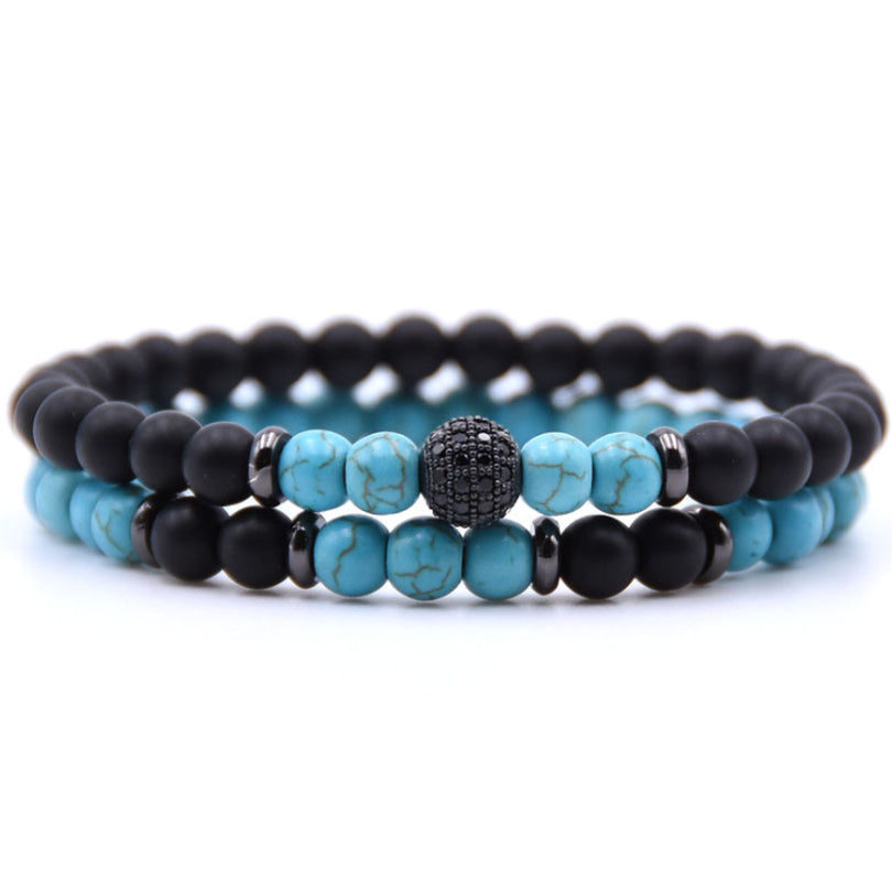Micro-Inlaid Zircon Nracelet 6Mm Natural Stone Beaded Bracelet