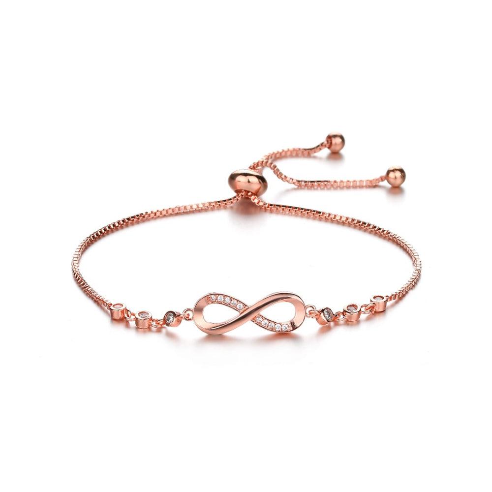 Adjustable Silver Infinity Friendship Bridesmaid Bracelet Cubic Zircon Crystal