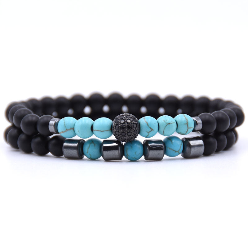 Micro-Inlaid Zircon Nracelet 6Mm Natural Stone Beaded Bracelet