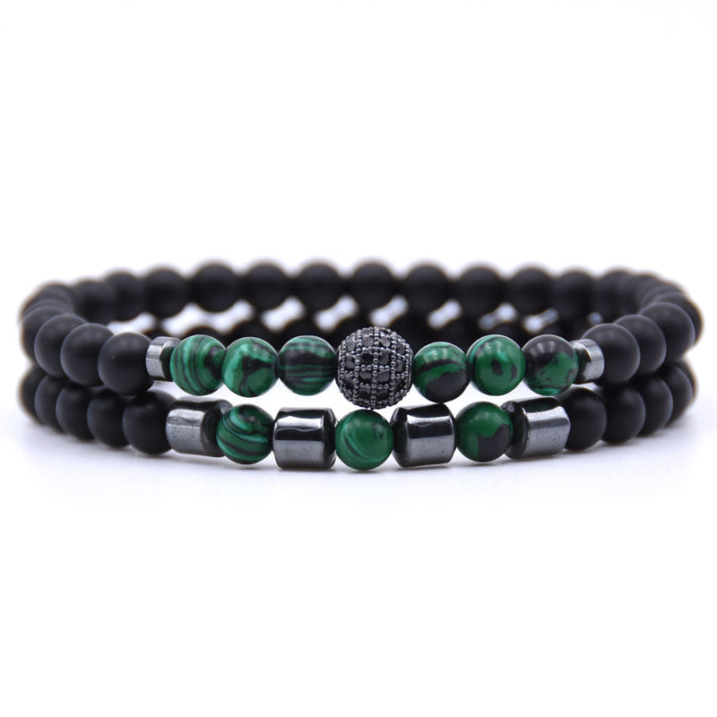 Micro-Inlaid Zircon Nracelet 6Mm Natural Stone Beaded Bracelet