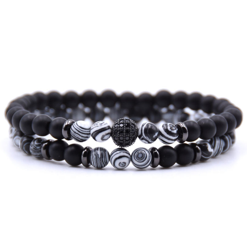 Micro-Inlaid Zircon Nracelet 6Mm Natural Stone Beaded Bracelet