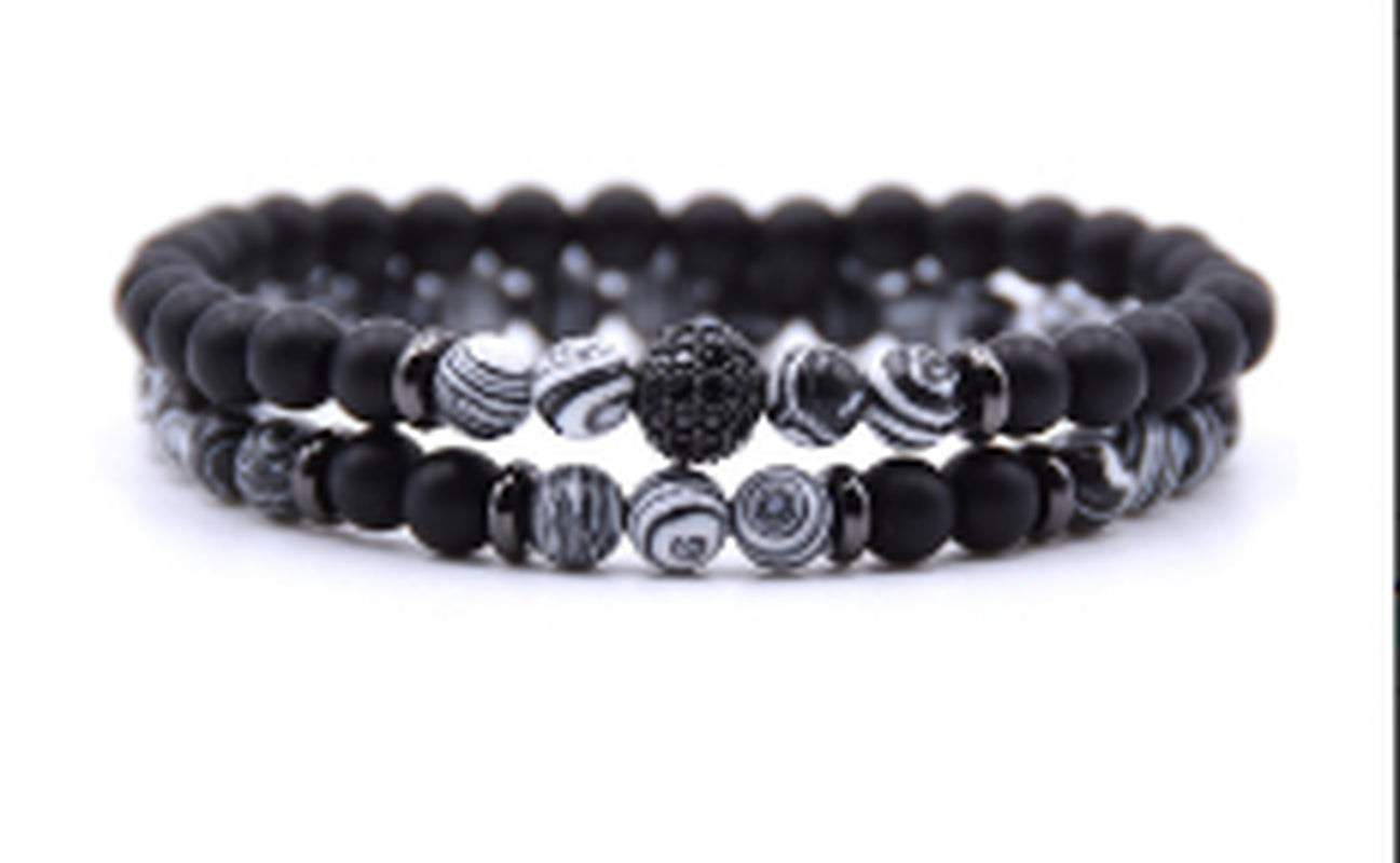 Micro-Inlaid Zircon Nracelet 6Mm Natural Stone Beaded Bracelet