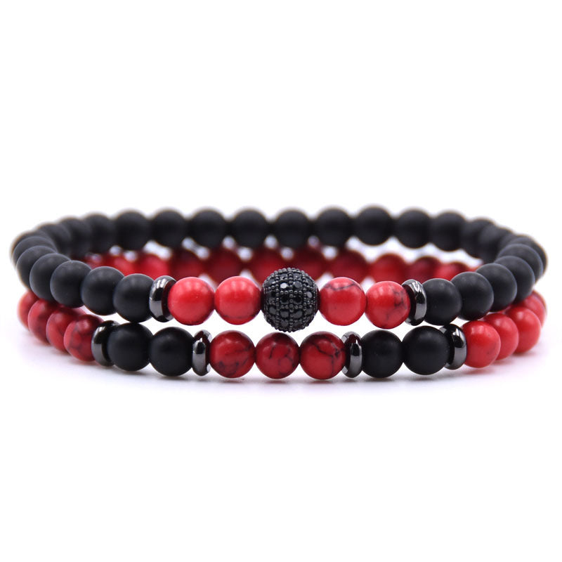 Micro-Inlaid Zircon Nracelet 6Mm Natural Stone Beaded Bracelet