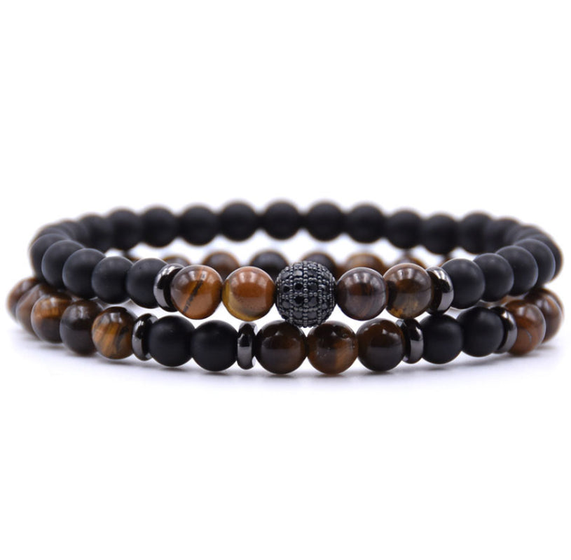 Micro-Inlaid Zircon Nracelet 6Mm Natural Stone Beaded Bracelet