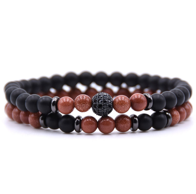 Micro-Inlaid Zircon Nracelet 6Mm Natural Stone Beaded Bracelet
