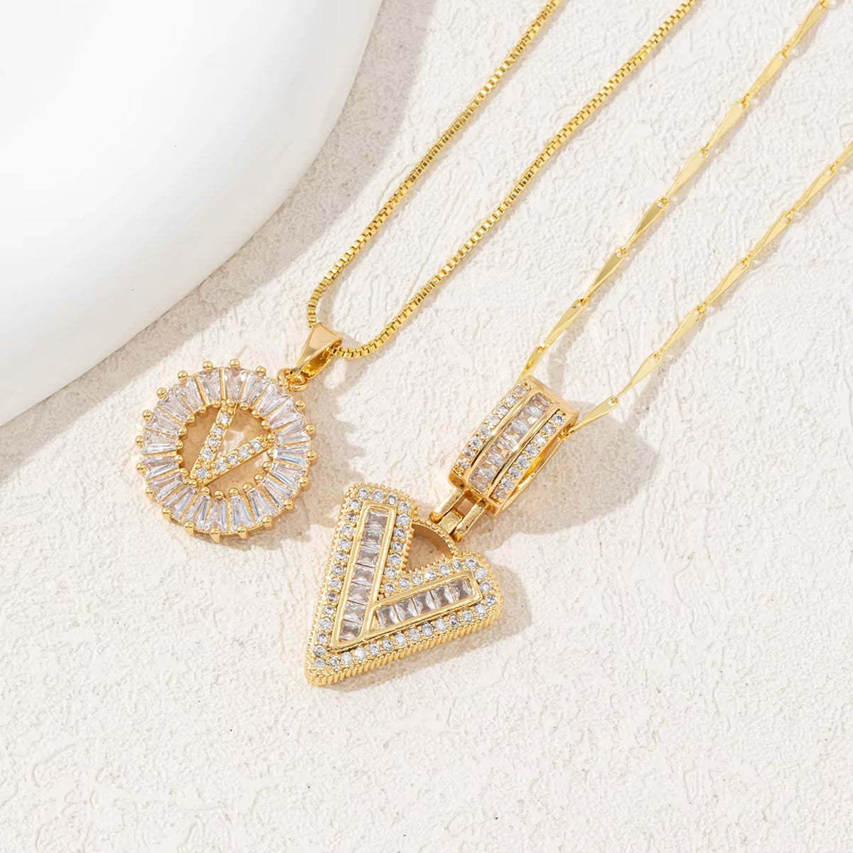 Non-Fading Gold Color Party Jewelry Shiny AAA CZ Zircon Heart Pendants Necklaces for Women