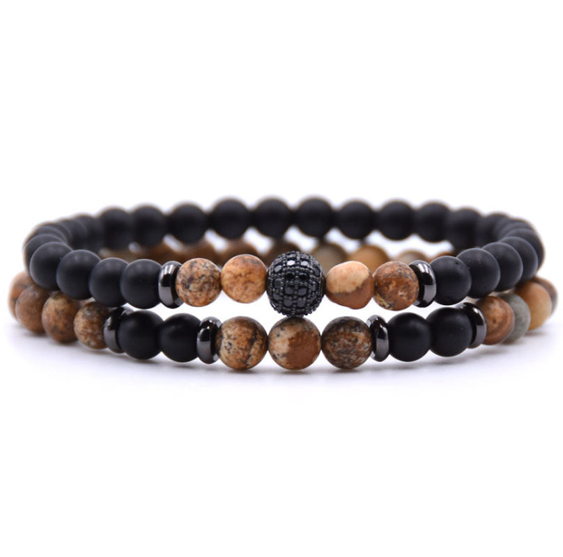 Micro-Inlaid Zircon Nracelet 6Mm Natural Stone Beaded Bracelet