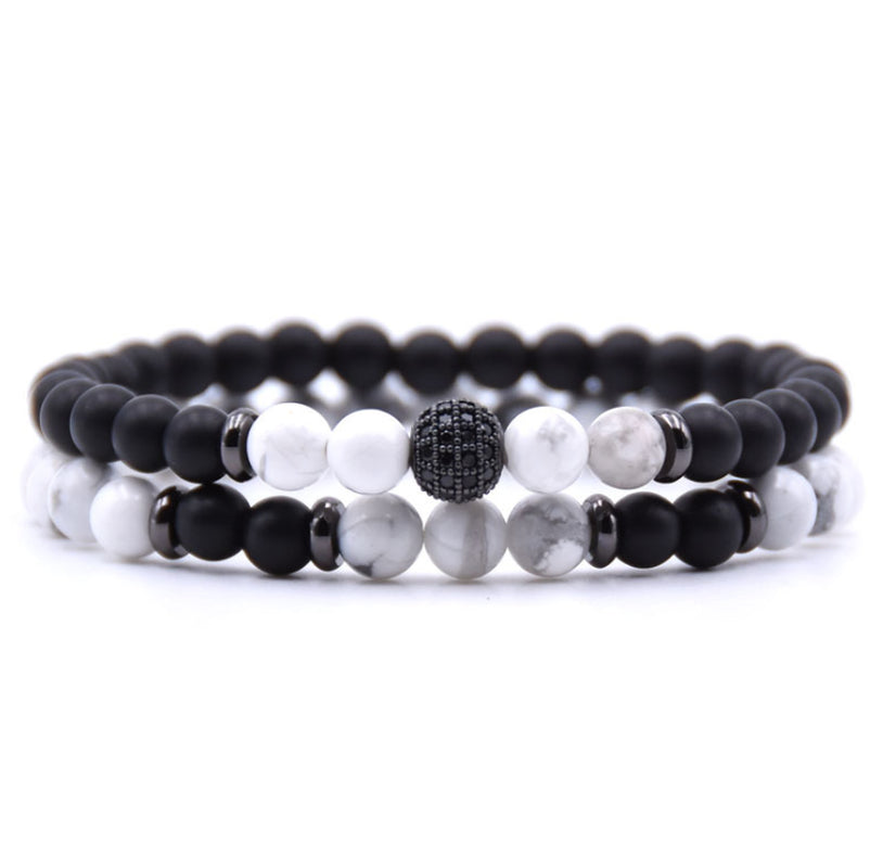 Micro-Inlaid Zircon Nracelet 6Mm Natural Stone Beaded Bracelet