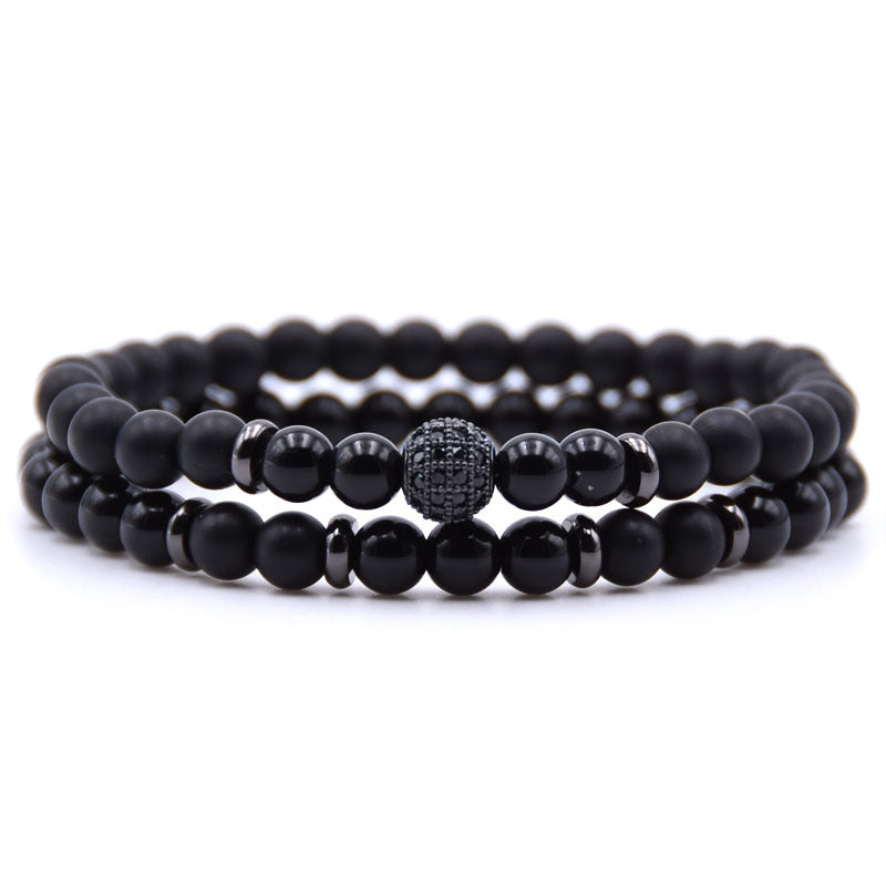 Micro-Inlaid Zircon Nracelet 6Mm Natural Stone Beaded Bracelet
