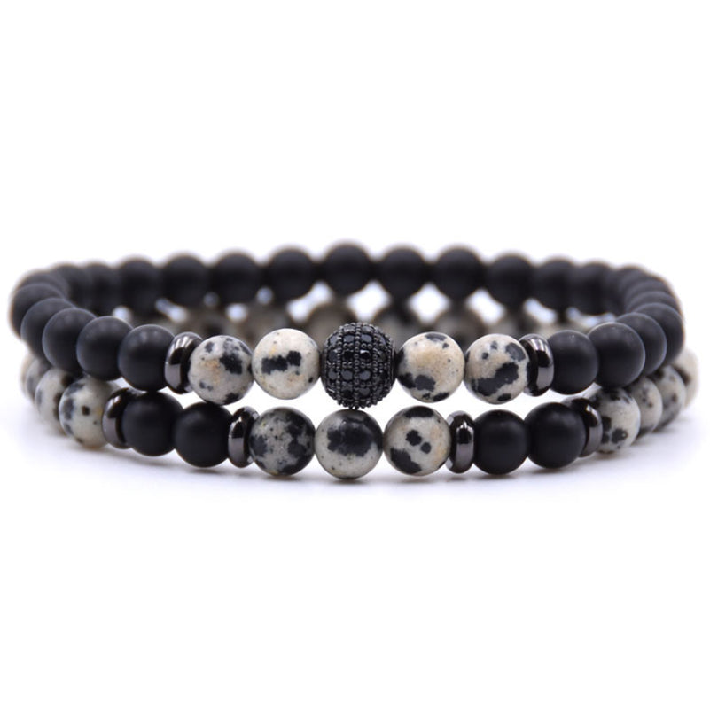Micro-Inlaid Zircon Nracelet 6Mm Natural Stone Beaded Bracelet