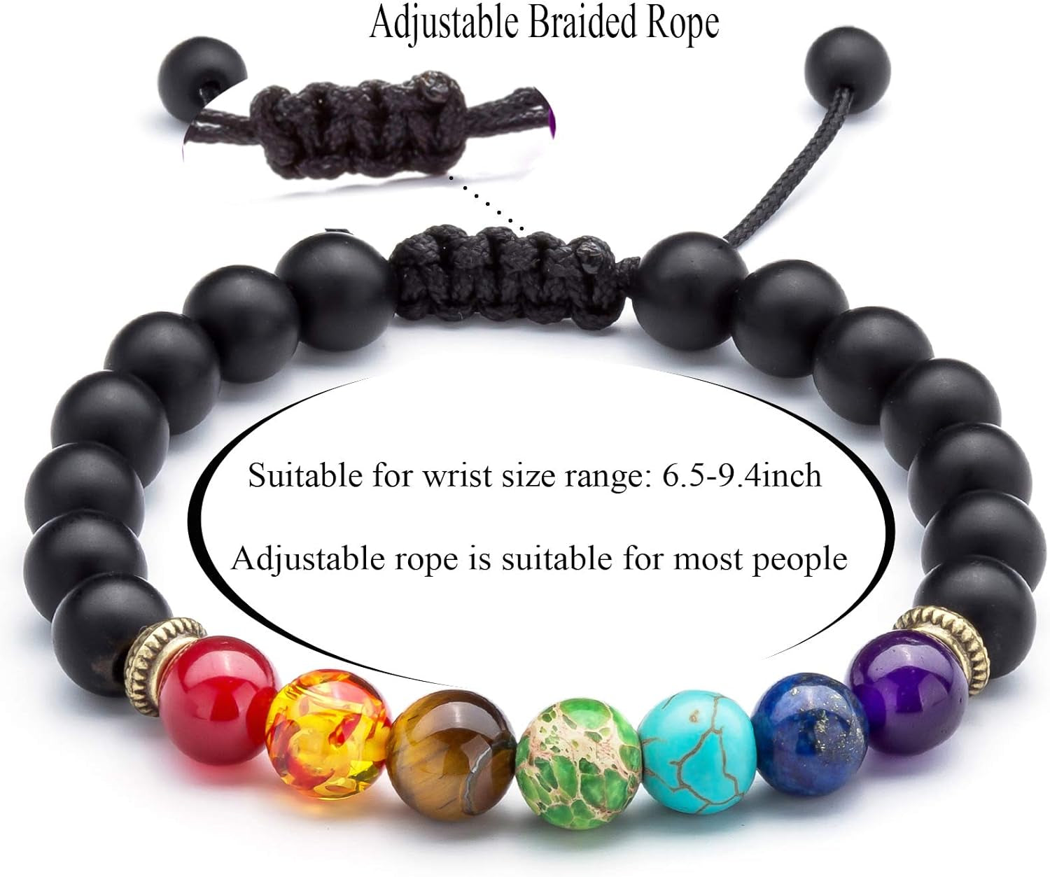 Men Women 8Mm Lava Rock Beads Chakra Bracelet Braided Rope Natural Stone Yoga Bracelet Bangle