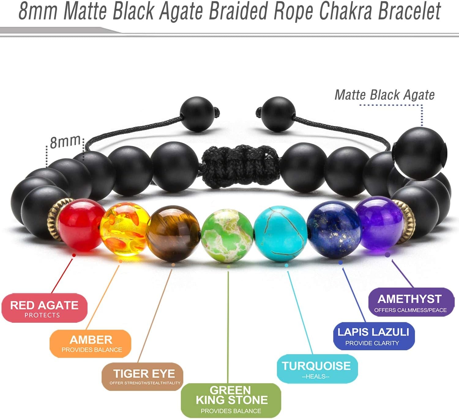 Men Women 8Mm Lava Rock Beads Chakra Bracelet Braided Rope Natural Stone Yoga Bracelet Bangle