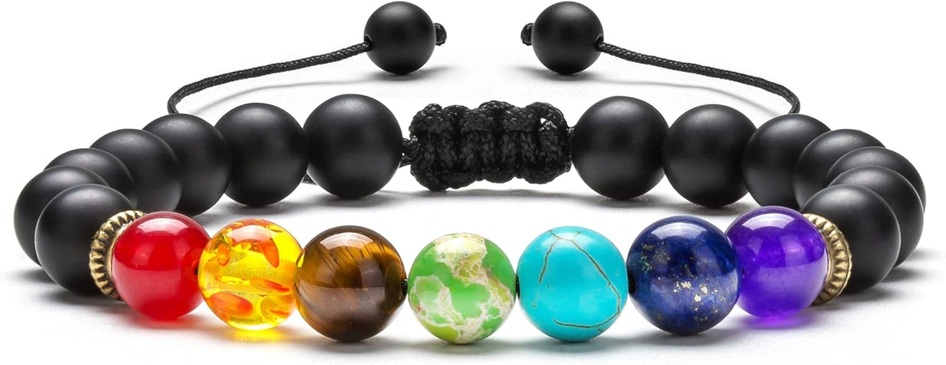 Men Women 8Mm Lava Rock Beads Chakra Bracelet Braided Rope Natural Stone Yoga Bracelet Bangle